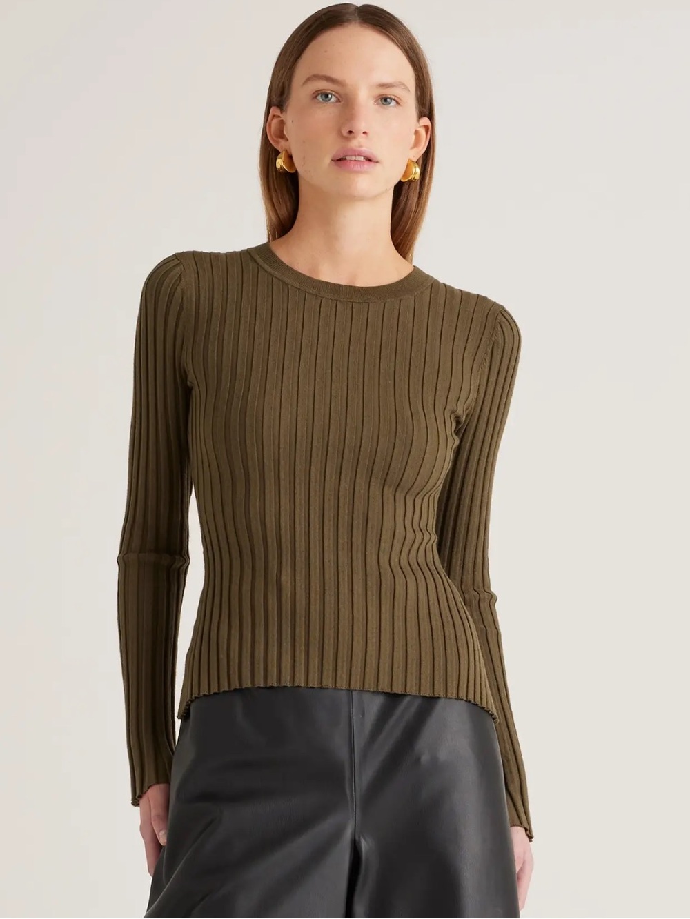 Quince Cotton Cashmere Ribbed Sweater